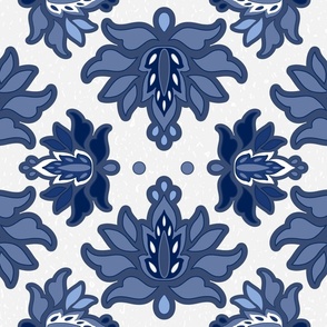 Damask Blossom - Delft Blue - Large Scale