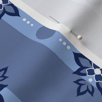 Floral Quatrefoil Stripes - Slate Blue - Large Scale