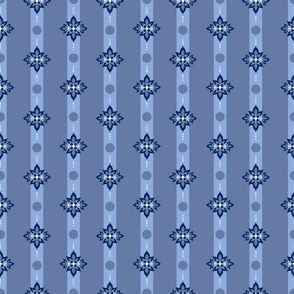 Floral Quatrefoil Stripes - Slate Blue - Large Scale