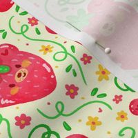 StrawBearies Cute Watercolor Strawberry Bears | Woodland Animals Fruit Spring Puns Funny Floral Botanical Meadow