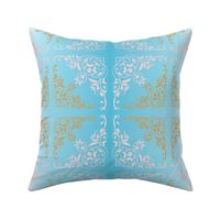 wedding table linen damask turquoise ombre  