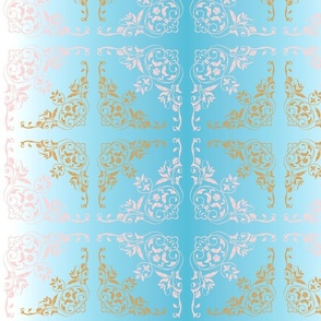 wedding table linen damask turquoise ombre  