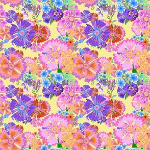 Floral Fantasy (yellow background, medium size pattern)