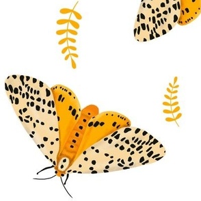Yellow moth and leaves 