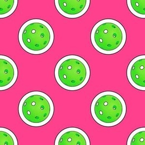 Lime Green Pickleball Polka Dots on Watermelon Pink