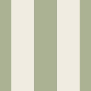 Bold Wide Thick Awning Stripes | Creamy White, Light Sage Green | Stripe