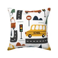 Kids Firetruck and School Bus Pattern, Large Scale