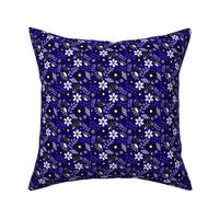 Black and White Pattern Clashing Florals on Blue - 3 x 3