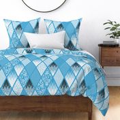 Hellebore Cheater Quilt / Blue Frame / SF Pattern Clash DC / 54x36 repeat / Panton Ultra-Steady Palette / see collections 