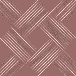 Contemporary Geometric Weave _ Copper Rose Pink_ Creamy White _ Lines