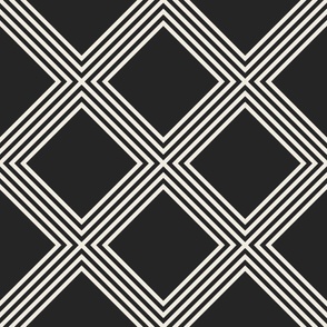 Criss Cross Stripe _ Creamy White_ Raisin Black 02 _ Geometric