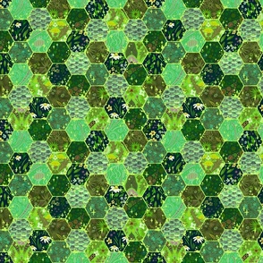Hex Patchwork Star Field // medium scale // spring green