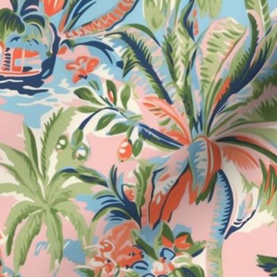 Tropic Toile Pink Bold