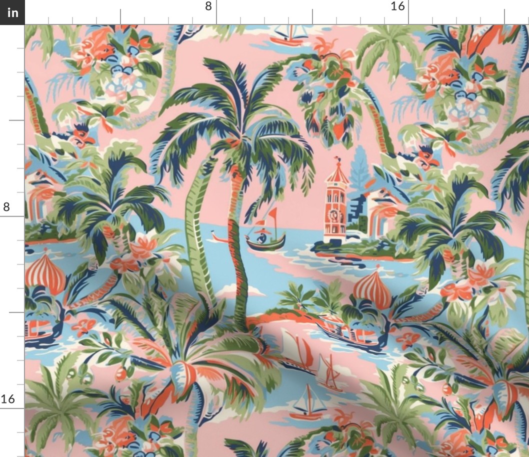 Tropic Toile Pink Bold