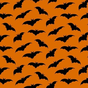 Cute Halloween Bats on a Orange Background