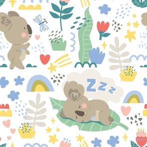 Kids Cute Sleeping Koala Pattern, Medium Scale