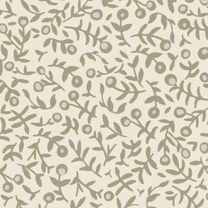 scattered flowers - ditsy floral olive and oatmeal 
