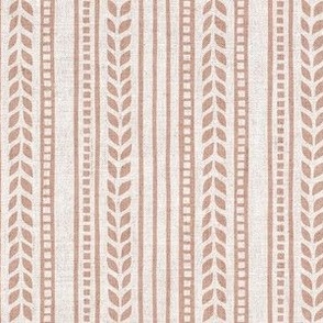 (small scale) boho linocut - vertical stripes floral - dusty pink / linen - LAD23