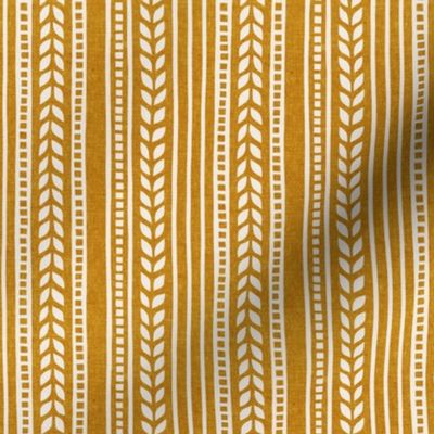 (small scale) boho linocut - vertical stripes floral - gold mustard - LAD23