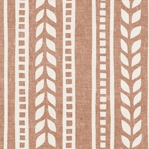 boho linocut - vertical stripes floral -  nude - LAD23
