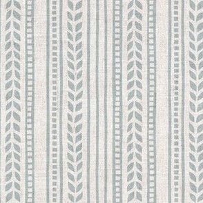 (small scale) boho linocut - vertical stripes floral - light blue/neutral - LAD23