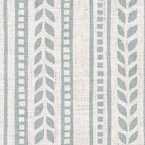 boho linocut - vertical stripes floral - light blue/neutral - LAD23