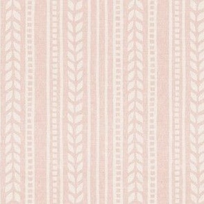 (small scale) boho linocut - vertical stripes floral - cream/soft pink - LAD23
