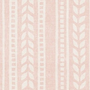 boho linocut - vertical stripes floral - cream/soft pink - LAD23