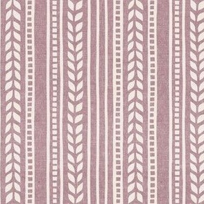 (small scale) boho linocut - vertical stripes floral - mauve - LAD23