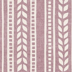 boho linocut - vertical stripes floral - mauve - LAD23