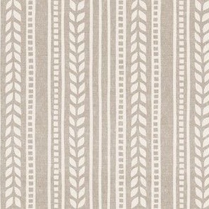 (small scale) boho linocut - vertical stripes floral - neutral - LAD23
