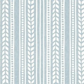 (small scale) boho linocut - vertical stripes floral - coastal blue - LAD23