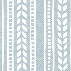 boho linocut - vertical stripes floral - coastal blue - LAD23