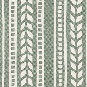 boho linocut - vertical stripes floral - sage - LAD23