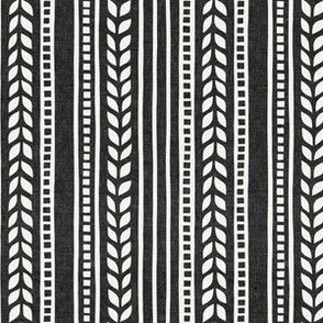 (small scale) boho linocut - vertical stripes floral - charcoal - LAD23