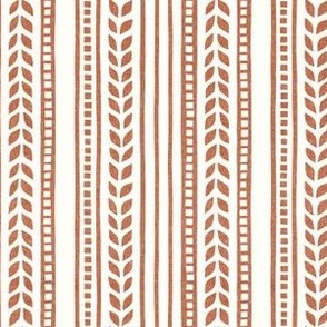 (small scale) boho linocut - vertical stripes floral - terracotta  - LAD23