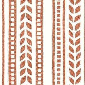 boho linocut - vertical stripes floral - terracotta  - LAD23