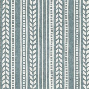 (small scale) boho linocut - vertical stripes floral - dusty blue - LAD23