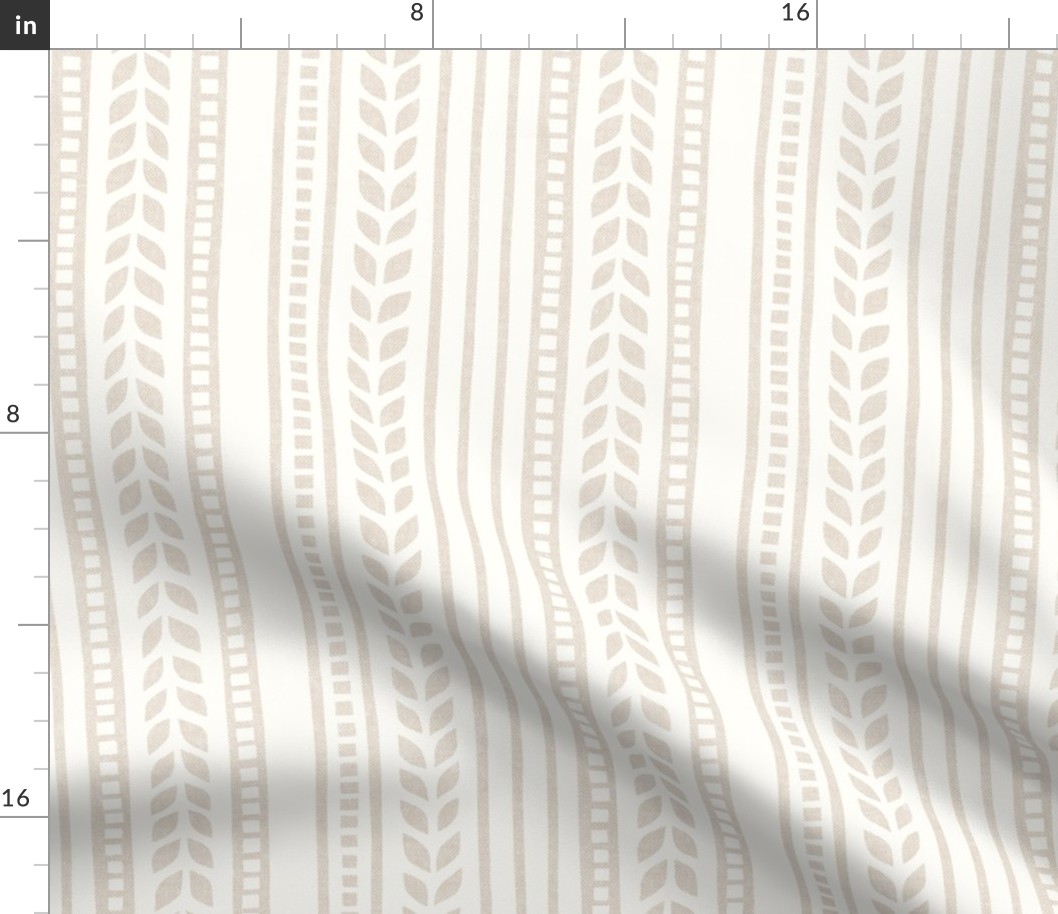 boho linocut - vertical stripes floral - sand - LAD23