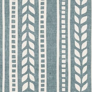 boho linocut - vertical stripes floral - dusty blue - LAD23