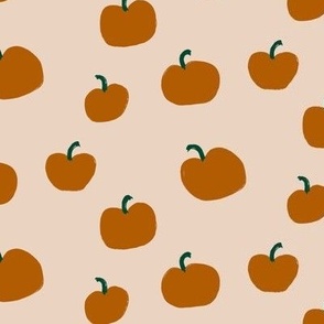 Cute Halloween Pumpkins on a Neutral Apricot 