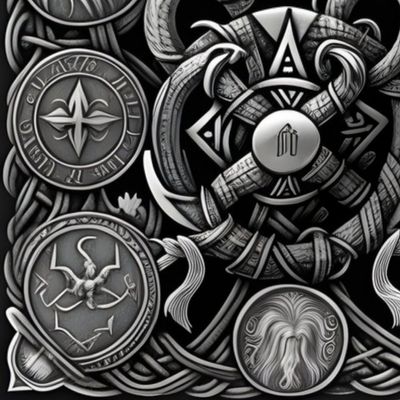 Norse metal design,Viking patterns,Nordic metalwork,Odin-inspired design,Thor-inspired design,Viking knotwork design,Scandinavian metalwork,Nordic mythology 