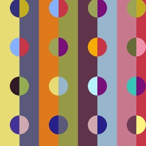 Bold Modern Geometric Rainbow Polka dots and Stripes Yellow Orange Blue Purple Green 