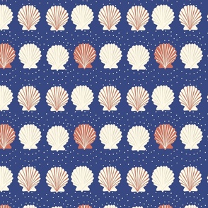 SUMMER COASTAL OCEAN CLAM SHELLS RED WHITE AND BLUE 