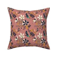 MAXimalist Whimsical Birds Floral and Geometrics in Mauve