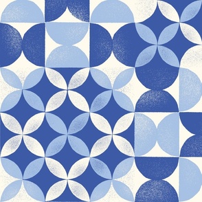 [Large] Moroccan inspired modern blue block printed geometric pattern 