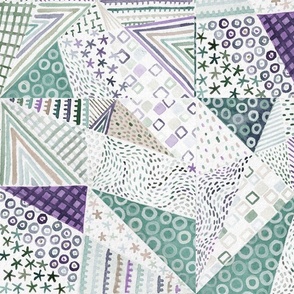 L | Clash Pattern Triangles in Purple and Green - ©Lucinda Wei