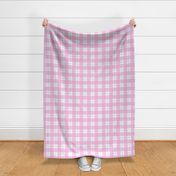 Large scale pink and lilac plaid - pink gingham with narrow lavender stripe - 12  inch repeat