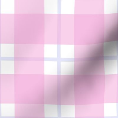 Large scale pink and lilac plaid - pink gingham with narrow lavender stripe - 12  inch repeat