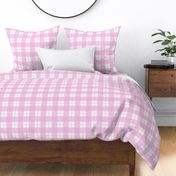 Large scale pink and lilac plaid - pink gingham with narrow lavender stripe - 12  inch repeat